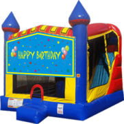 Happy Birthday Large Castle Combo with Slide and Basketball Hoop Happy Birthday Large Castle Combo with Slide and Basketball Hoop