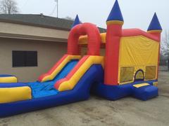 USED COMBO 5 IN 1 BOUNCE HOUSE WITH WATERSLIDE, BASKETBALL HOOP, AND OBSTACLE PILLARS - FOR SALE USED COMBO 5 IN 1 BOUNCE HOUSE WITH WATERSLIDE, BASKETBALL HOOP, AND OBSTACLE PILLARS - FOR SALE